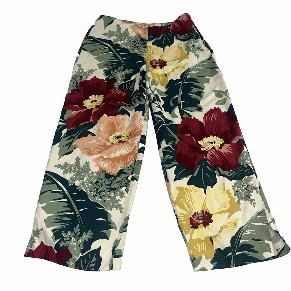 Tommy Bahama Sz 4 100% Silk Tropical Floral Capri Pants